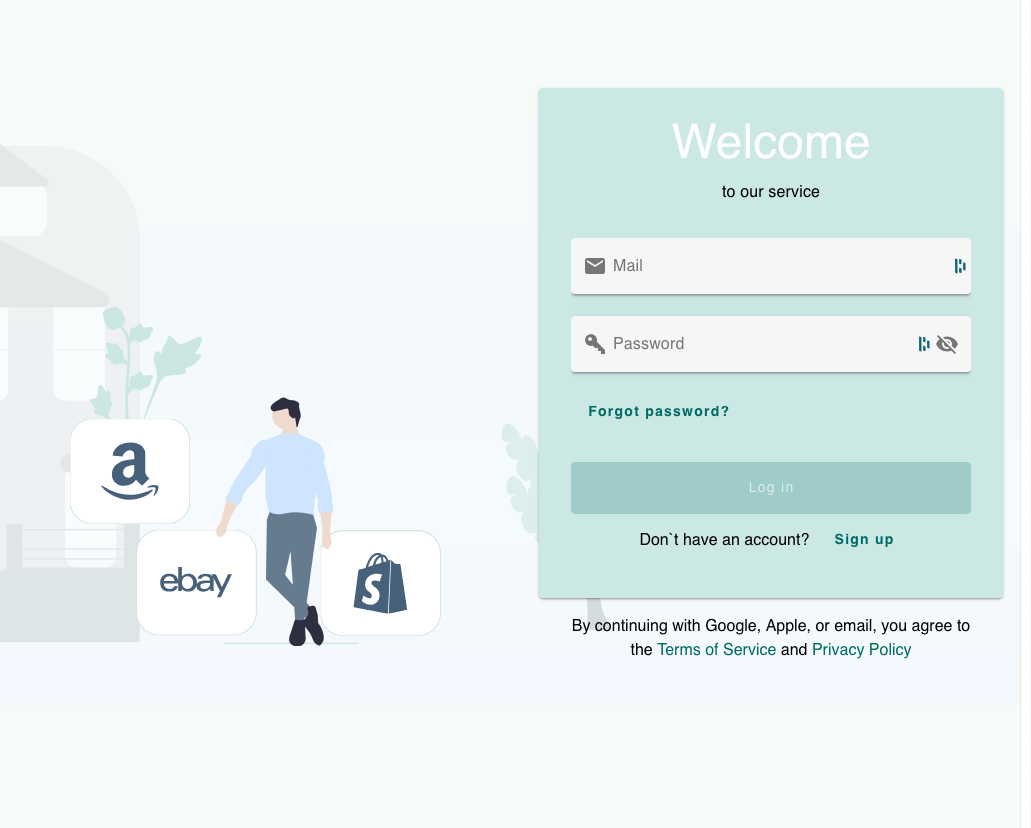 HelpMeSell Login Interface - Secure Authentication System