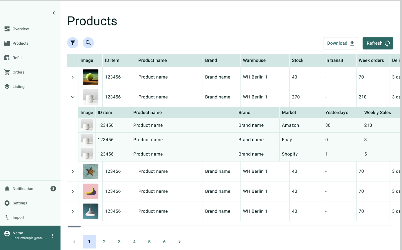 HelpMeSell Dashboard Navigation - Inventory Management Interface